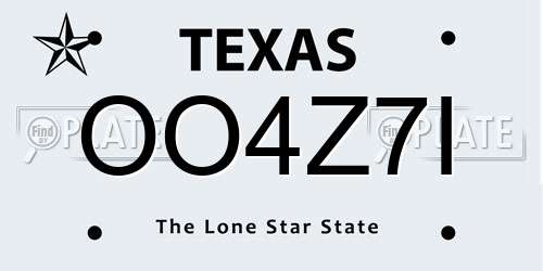 OO4Z7I Texas License Plate