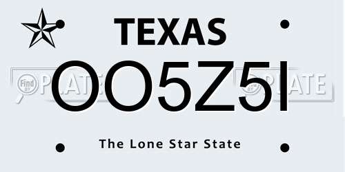 OO5Z5I Texas License Plate