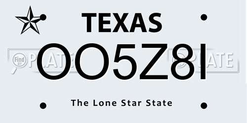 OO5Z8I Texas License Plate