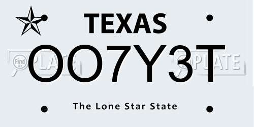 OO7Y3T Texas License Plate