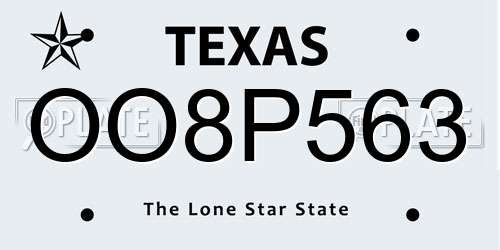 OO8P563 Texas License Plate