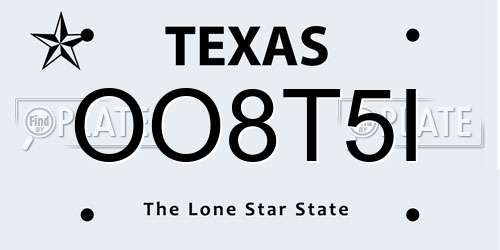 OO8T5I Texas License Plate