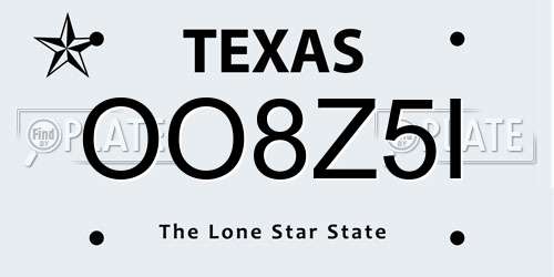 OO8Z5I Texas License Plate