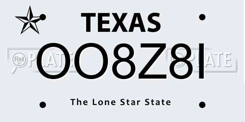 OO8Z8I Texas License Plate