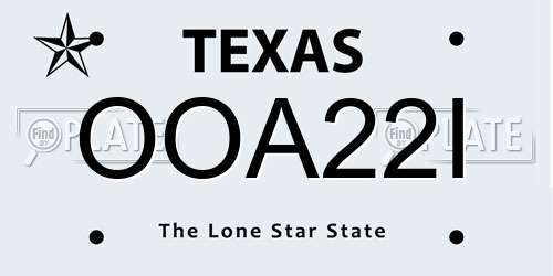OOA22I Texas License Plate
