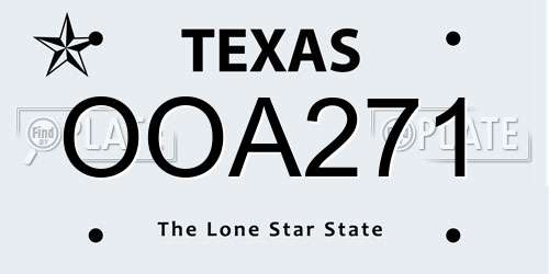 OOA271 Texas License Plate