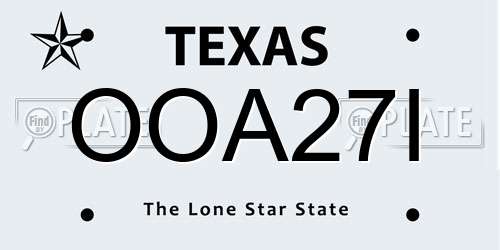 OOA27I Texas License Plate