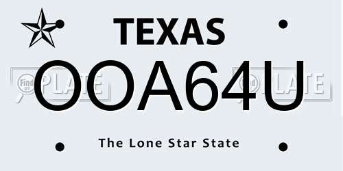 OOA64U Texas License Plate