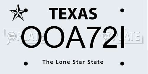OOA72I Texas License Plate