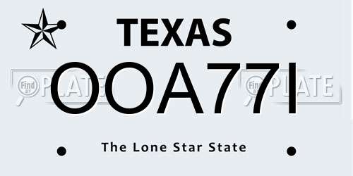 OOA77I Texas License Plate