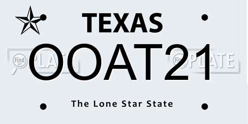 OOAT21 Texas License Plate