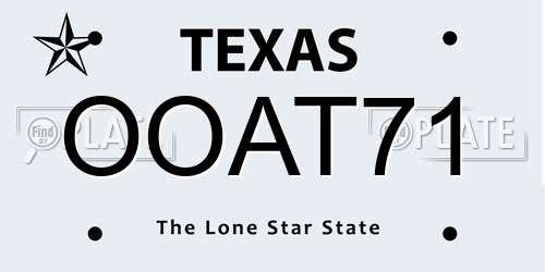 OOAT71 Texas License Plate