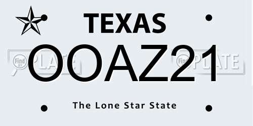 OOAZ21 Texas License Plate
