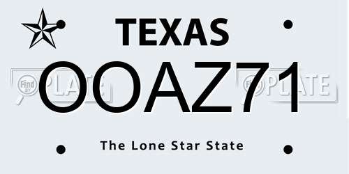 OOAZ71 Texas License Plate