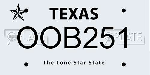 OOB251 Texas License Plate