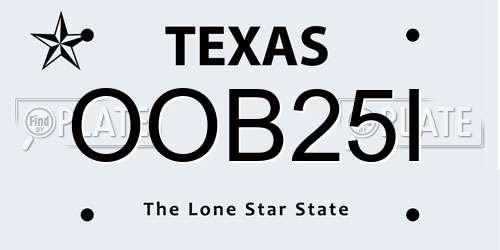OOB25I Texas License Plate