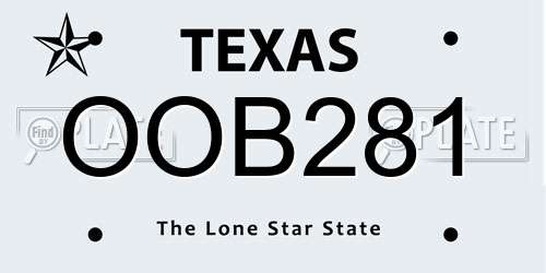 OOB281 Texas License Plate