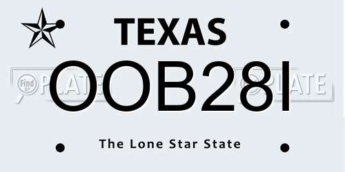 OOB28I Texas License Plate
