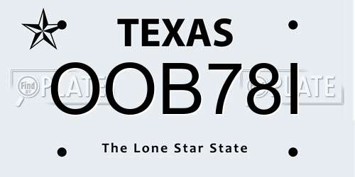 OOB78I Texas License Plate