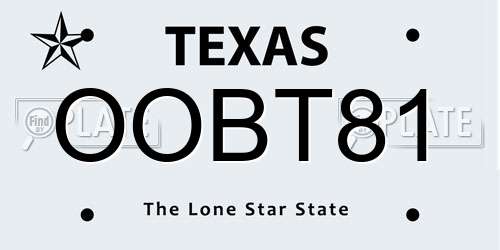 OOBT81 Texas License Plate