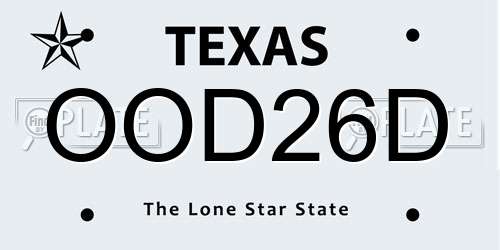 OOD26D Texas License Plate