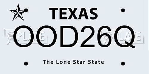 OOD26Q Texas License Plate
