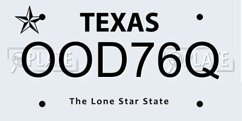 OOD76Q Texas License Plate