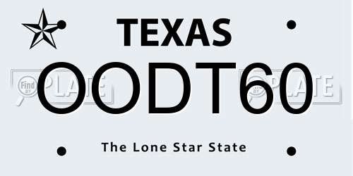 OODT60 Texas License Plate