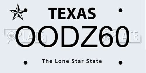OODZ60 Texas License Plate