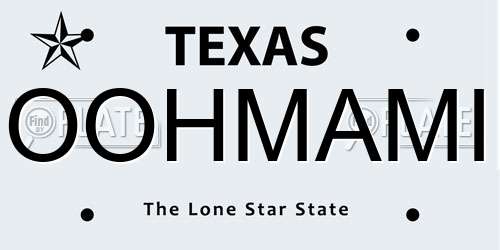 OOHMAMI Texas License Plate