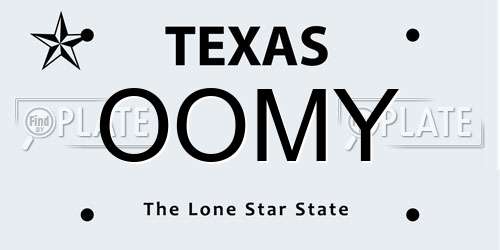 OOMY Texas License Plate