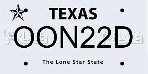 OON22D Texas License Plate