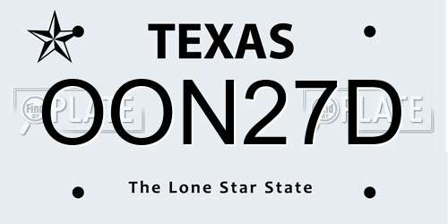 OON27D Texas License Plate
