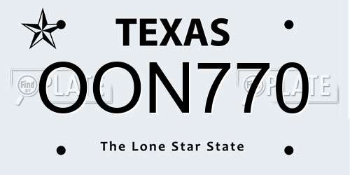 OON770 Texas License Plate