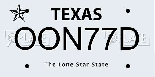 OON77D Texas License Plate
