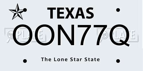 OON77Q Texas License Plate