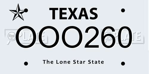 OOO260 Texas License Plate