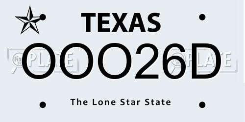 OOO26D Texas License Plate