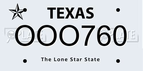 OOO760 Texas License Plate