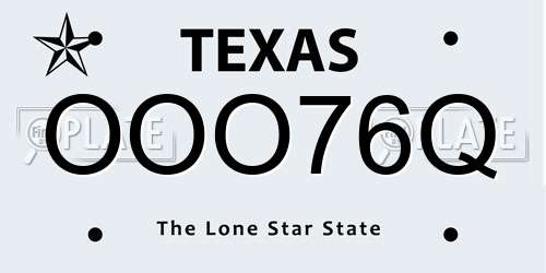 OOO76Q Texas License Plate