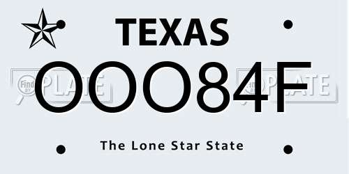 OOO84F Texas License Plate