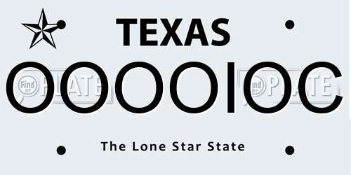 OOOOIOC Texas License Plate
