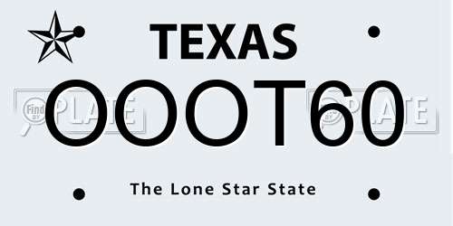 OOOT60 Texas License Plate