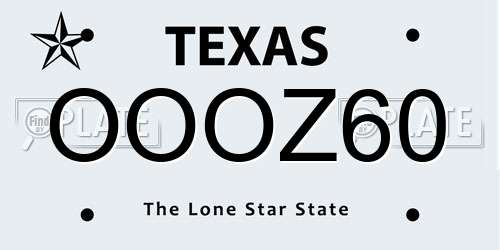 OOOZ60 Texas License Plate
