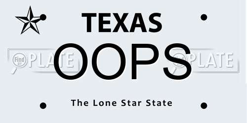 OOPS Texas License Plate