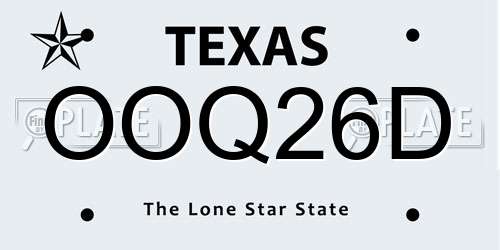 OOQ26D Texas License Plate