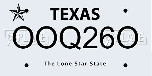 OOQ26O Texas License Plate