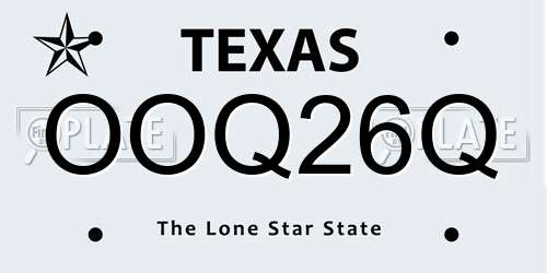 OOQ26Q Texas License Plate