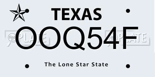 OOQ54F Texas License Plate