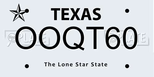 OOQT60 Texas License Plate